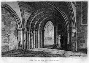 Shury Collection: Doorway to the Temple Church, London, 1815. Artist: J Shury