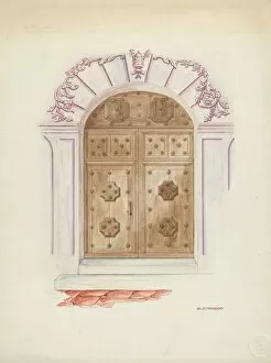 Double Door Gallery: Doorway and Wall Painting, 1937. Creator: Randolph F Miller