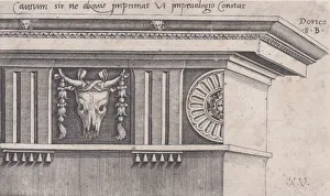 Doric Entablature, dated 1528. Creator: Agostino Veneziano
