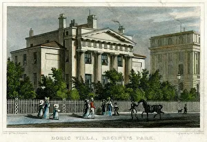 Doric Prints: Doric villa, Regents Park, London, 1828. Artist: W Watkins