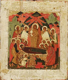Dormition Prints: Dormition of the Mother of God, Russian icon, 1600-1650. Creator: Unknown