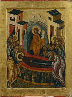 Completion Gallery: The Dormition of the Virgin, 1497. Artist: Russian icon