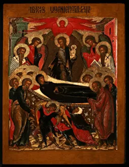 The Dormition of the Virgin, 1640s. Artist: Russian icon