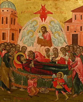 Tempera And Oil On Wood Collection: The Dormition of the Virgin. Creator: Ioannes Mokos