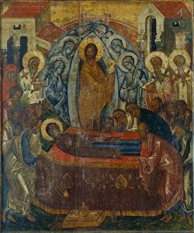 Dormition Of The Theotokos Gallery: The Dormition of the Virgin, Early 15th cen.. Artist: Russian icon