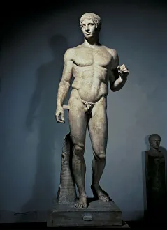 1st Century Ad Prints: Doryphoros (spear bearer, Roman copy of the time of Tiberius from a Greek original by Polykleitos)