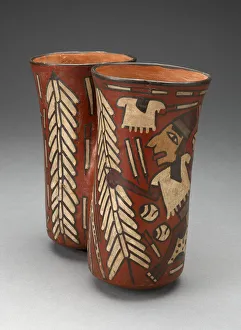 Double Beaker Depicting Warriors and Sacrificial Objects, 180 B.C./A.D. 500 Double Beaker Depicting Warriors and Sacrificial Objects, 180 B.C./A.D. 500