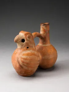 Parrot Collection: Double-Chambered Handle Spout Vessel with Parrot, 100 B.C. / A.D. 500. Creator: Unknown