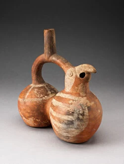 Parrot Collection: Double-Chambered Stirrup Spout Vessel in Form of a Parrot, 100 B.C. / A.D. 500