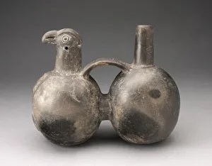 Double-Chambered Strap Vessel with Sculpted Bird Head, A. D. 1200 / 1450. Creator: Unknown