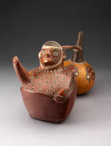 Trophy Head Prints: Double-Chambered Vessel Depicting a Figure and Trophy Heads, A. D. 500 / 800