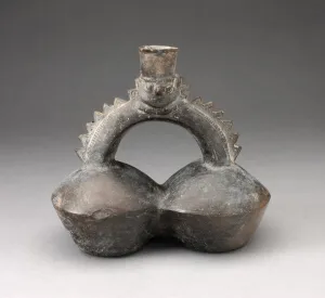 Stirrup Spout Prints: Double-Chambered Vessel with Serrated Stirrup Spout in Form of Human Head