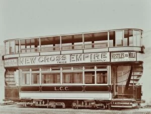 Two Decker Gallery: Double-decker electric tram with advertisement for the New Cross Empire, 1907
