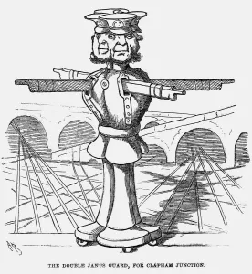 Train Station Prints: The Double Janus Guard, for Clapham Junction, 1865. Artist: Charles Henry Bennett