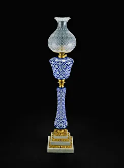Lamp Stand Prints: Double-Plated Lamp, c. 1865. Creator: Boston and Sandwich Glass Company