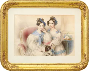 1832 Prints: Double Portrait of the Archduchesses Maria Theresa (1816-1867) and Maria Karoline (1825-1915)
