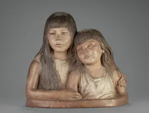 Polychrome Prints: Double Portrait of the Artist's Daughters, 1889. Creator: Adolf von Hildebrand
