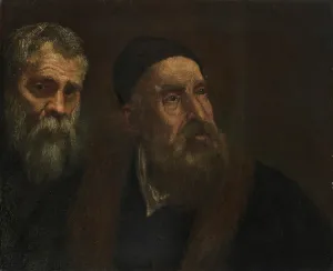 Double portrait of Jacopo Tintoretto (1518-1594) and Titian (1488-1576). Creator: Tintoretto, Domenico (1560-1635)