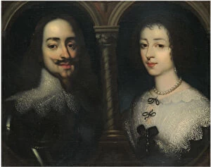 Queen Of England Collection: Double portrait of King Charles I and Queen Henrietta Maria. Artist: Dyck, Sir Anthony van