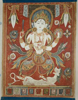 Durga Prints: Double-Sided Painted Banner (Paubha) with God Shiva and Goddess Durga, 16th / 17th century