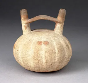 Double Spout and Bridge Vessel in the Form of a Ridged Gourd, 650/150 B.C Double Spout and Bridge Vessel in the Form of a Ridged Gourd, 650/150 B.C
