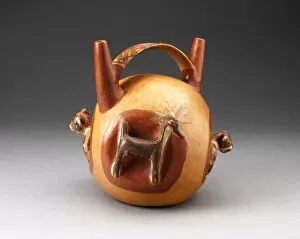 Nieveria Gallery: Double Spout Bridge Vessel with Molded Animals Emerging from Sides, A.D. 500 / 800
