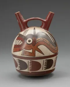 Double Spouted Prints: Double Spout Vessel Depicting an Abstract Shark with Human Attributes