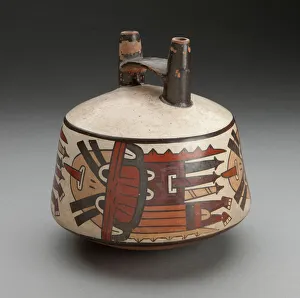 Double Spouted Prints: Double Spout Vessel Depicting Costumed Ritual Performers, 180 B. C. / A. D. 500