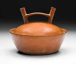 South America Collection: Double-Spouted Orangeware Bottle, 650 / 150 B. C. Creator: Unknown