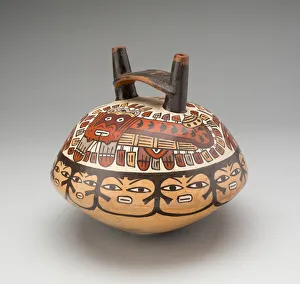 Double-Spouted Vessel Depicting Masked Felines, 180 B.C./A.D. 500. Creator: Unknown Double-Spouted Vessel Depicting Masked Felines, 180 B.C./A.D. 500. Creator: Unknown