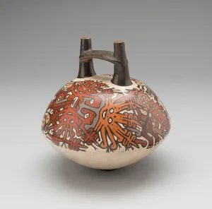 Double Spouted Prints: Double-Spouted Vessel Depicting Ritual Masks, 180 B. C. / A. D. 500. Creator: Unknown