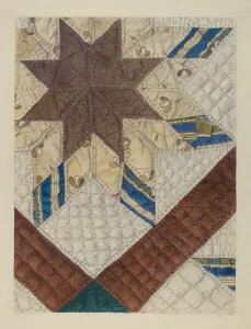 Maud M Holme Prints: Double Star Patchwork Quilt, c. 1939. Creator: Maud M Holme