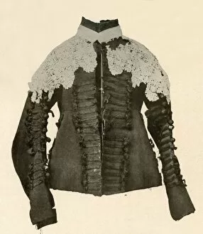 Doublet of black cloth trimmed with silk braid and crochet buttons, c17th century, (1937)