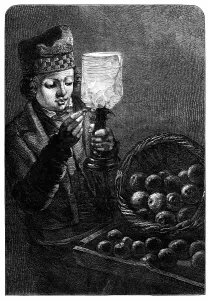 Examining Prints: The Doubtful Coin, by W. Hunt, 1870. Creator: Unknown