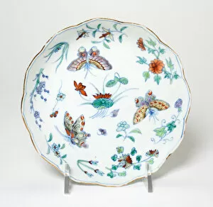 Butterflies Collection: Doucai Dish, Qing dynasty (1644-1911), Daoguang period (1821 -1850). Creator: Unknown