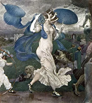 Images Dated 24th August 2005: The Downpour, set design for a ballet, 1906. Artist: Leon Bakst