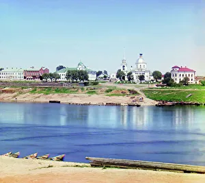 Downtown Tver'. Visible is the Church of the Resurrection (of the Three Confessors), 1910. Creator: Sergey Mikhaylovich Prokudin-Gorsky