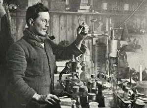 Dr. Atkinson in his Laboratory, 15 September 1911, (1913). Artist: Herbert Ponting Dr. Atkinson in his Laboratory, 15 September 1911, (1913). Artist: Herbert Ponting