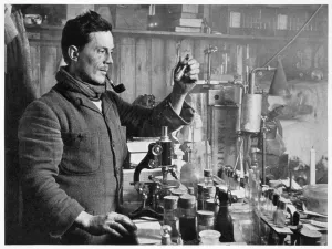 Polar Prints: Dr Atkinson in his Laboratory, 1911-1912. Artist: Herbert Ponting