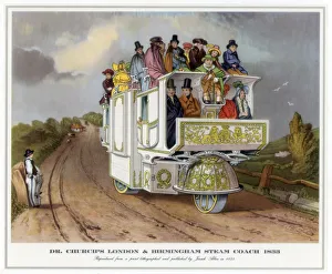 Open Top Prints: Dr Churchs London and Birmingham Steam Coach, 1833