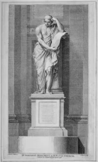 Basire Gallery: Dr Johnsons monument, by John Bacon, in St Pauls Cathedral, City of London, 1796
