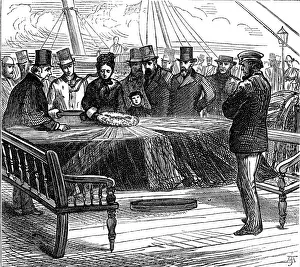 Livingstone David Prints: Dr. Livingstone's remains: the coffin on the deck of the Queen