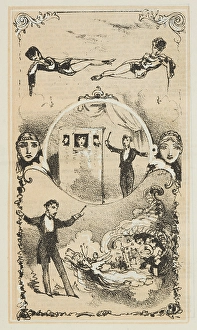 Trick Prints: Dr. Lynn performs magical illusions, 1870. Creator: Unknown