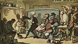 William Combe Prints: Dr. Syntax Reading His Tour in the Kitchen of the Dun Cow, c1815, (1943)