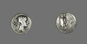 Calabrian Prints: Drachm (Coin) Depicting the Goddess Nike, 216-203 BCE. Creator: Unknown
