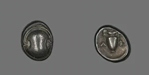 Grey Background Collection: Drachm (Coin) Depicting a Shield, 5th-4th century BCE. Creator: Unknown
