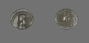 Zoroastrianism Prints: Drachm (Coin) Portraying King Gotarzes II, 40-51. Creator: Unknown