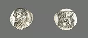 Grey Background Collection: Drachm (Coin) Portraying King Mithridates II the Great of Parthia