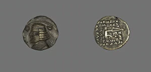 Grey Background Collection: Drachm (Coin) Portraying King Orodes I, 57-37 BCE. Creator: Unknown