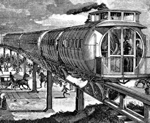 Vienna Gallery: Draft of a new underground railway in Vienna in 1887, engraving of the time
